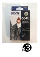Genuine Epson 604XL High Yield Black Ink Cartridge Value Pack (3 Black)