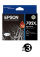 Genuine Epson 702BXL Value Pack (3 Black)